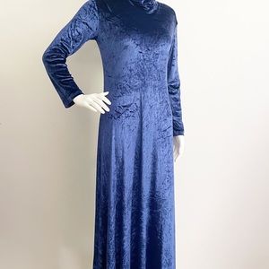 Natori crushed velvet blue lounge dress, XS Natori dress, cowl neck